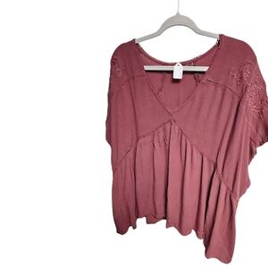 Torrid Dusty Rose Embroidered Blouse
